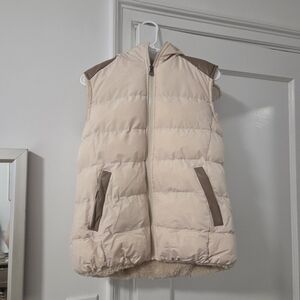 NEOT Women's Cream Puffer Vest With Hood